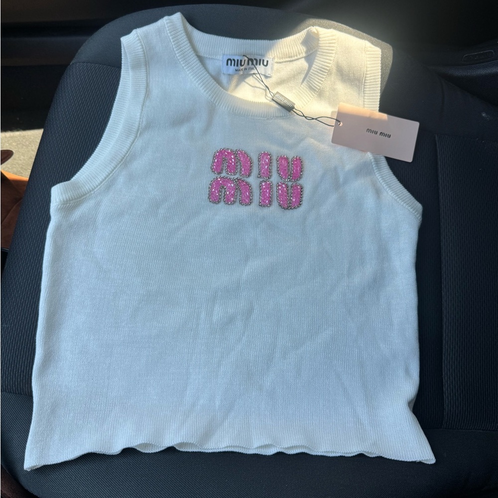 Miu Miu Tank Top with Pink Logo